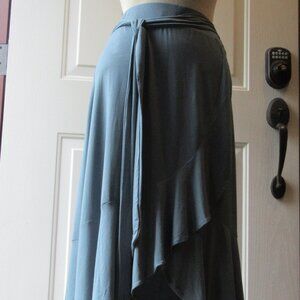 NWT Super Soft Knit Faux Wrap GAP Blue Gray Midi Flowy Skirt Size M